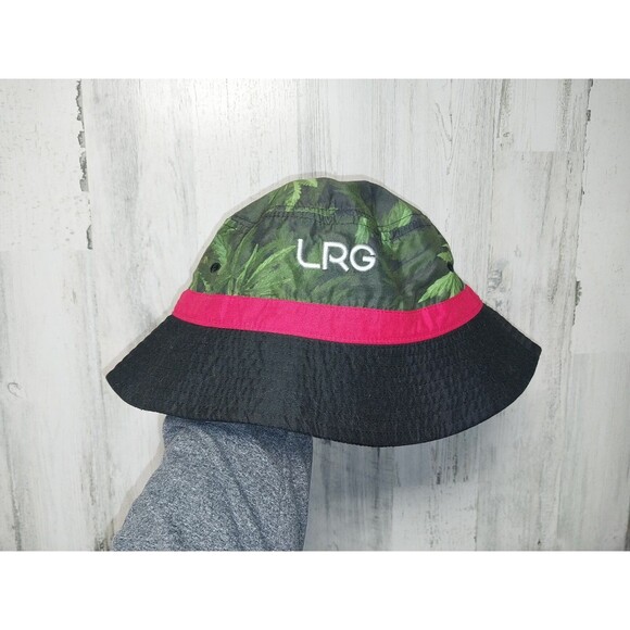 LRG Lifted Research Group Green Flower Black Bucket Hat One Size Fits Most - Picture 1 of 5